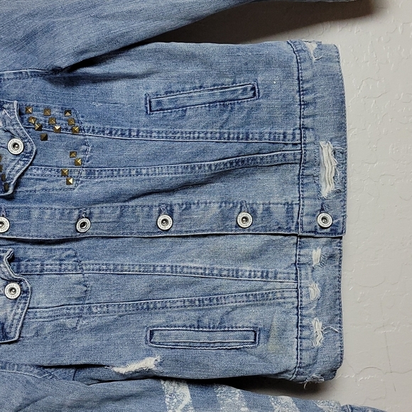 ART CLASS Graphic Studed Denim Jean Jacket M - Picture 3 of 14